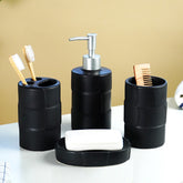 Matte Black Textured Ceramic Bathroom Set of 4